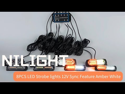 8PCS LED Strobe lights 12V Sync Feature Amber White