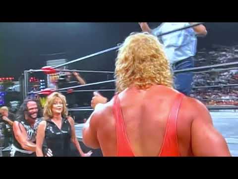 Perfect Clothesline after Miss Elizabeth Ducks on the Outside to Macho Man Randy Savage- Curt Hennig