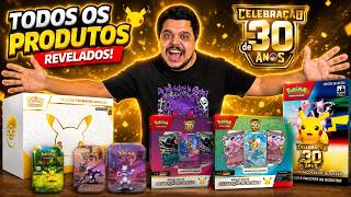 REVELARAM TUDO! Todos os Produtos da Coleção de 30 Anos de Pokémon TCG!