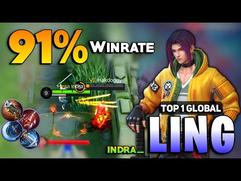 91% WINRATE! Ling New King Perfect Gameplay [ Top 1 Global Ling Best Build 2022 ] By Indra_ - MLBB