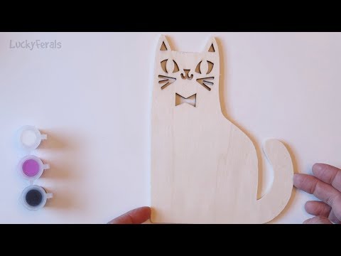 Cat Crafts - Paint Your Own Wood Sign - Painting A Black Cat - Boo!
