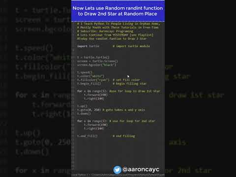Turtle Python Tutorial Randint Function Draw 2nd Star At Random Place Shorts Coding Programming
