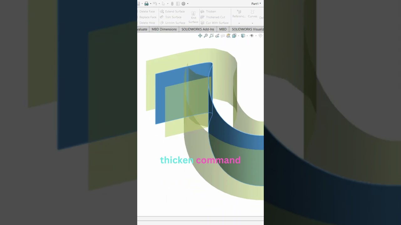 How to use thicken in solidworks #shorts