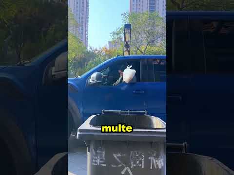 Aceasta fata nu a reusit sa arunce gunoiul din masina in tomberon 🗑️