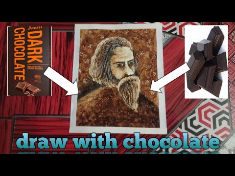 how to draw Rabindranath Tagore with chocolate step by step. Easy draw by ARTIST UTPALENDU MANI