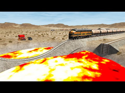 Trains vs Potholes & Deep Lava - BeamNG.Drive