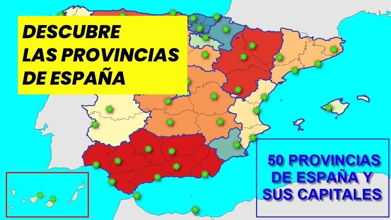 Map of SPAIN with its fifty PROVINCES and CAPITALS.