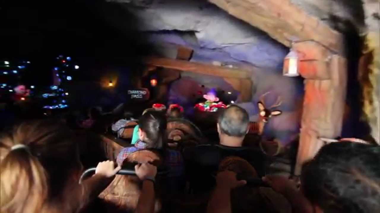 Seven Dwarfs Mine Train ride through with load area and full lift hill 