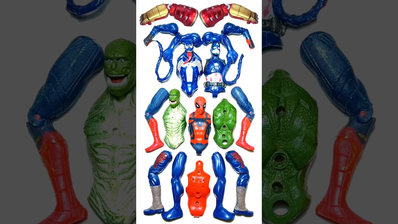 AVENGERS TOYS MARVEL'S, SPIDERMAN VS VENOM VS CAPTAIN AMERICA VS LIZARD. #avengers #shorts