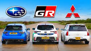 【ドラッグレース！】三菱 ランサーエボリューション9 vs スバル インプレッサ vs トヨタ GR カローラ