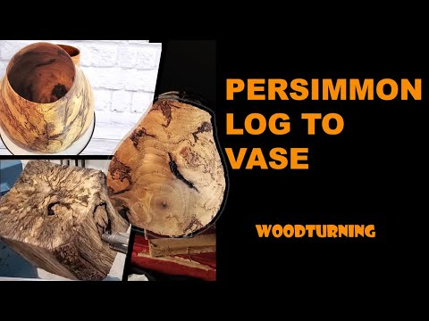 WoodTurning : Persimmon Log To Vase