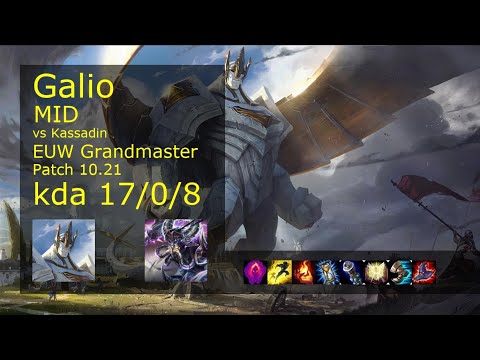 Galio Mid vs Kassadin - EUW Grandmaster 17/0/8 Patch 10.21 Gameplay