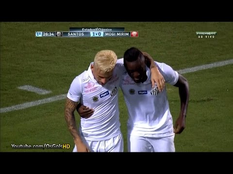 Gol de Bruno Costa, Santos 4 x 1 Mogi Mirim - Paulistão 25/02/2016