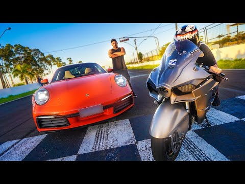 A VINGANÇA! MINHA PORSCHE CARRERA VS MOTO SUPERCHARGER TURBO *O GRANDE RACHA*
