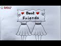 Cute Best Friends Sketch Friendship Drawing Tutorial