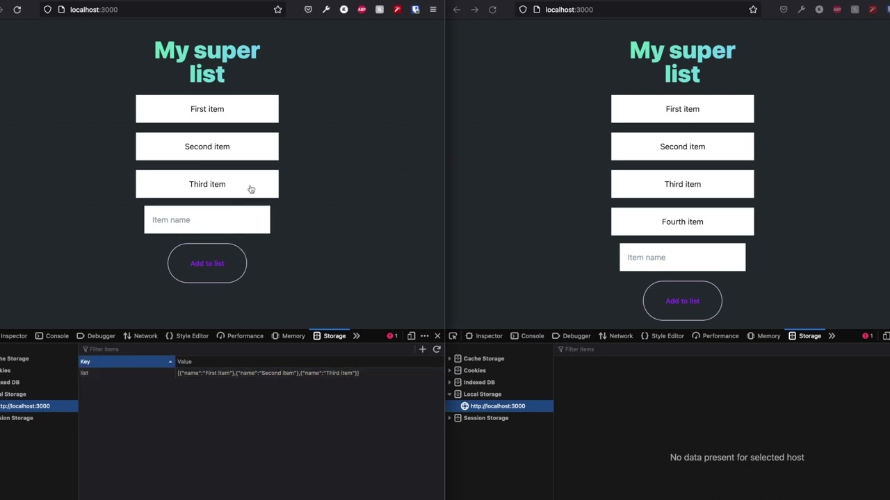 Listen to localStorage events in javascript