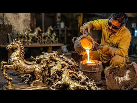 Incredible Brass Horse Making Process | Amazing Sand Casting Factory