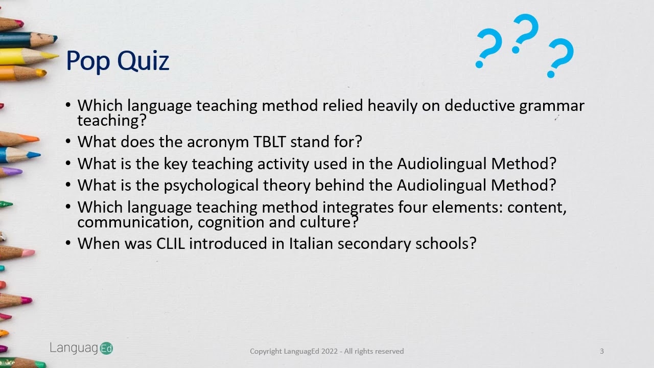 Language Teaching Methods - Summary Intro