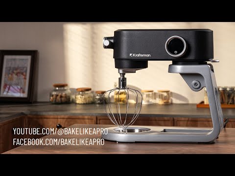 Kraftsman All-Metal Stand Mixer 5.3-Quart - Professional Kitchen Electric Food Mixer with Stainless Steel Mixing Bowl & Attachments for Baking, Dough & Cake, 8-Speed Control & Timer (Blue) video review thumbnail