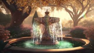 ✨Elven Golden Fountain | Fantasy Garden Harp Music &amp; Unicorns | Relaxation, Sleep, Study | 10 Hours