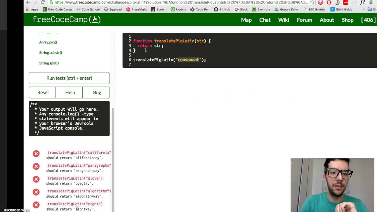 Pig Latin -- JavaScript -- Free Code Camp