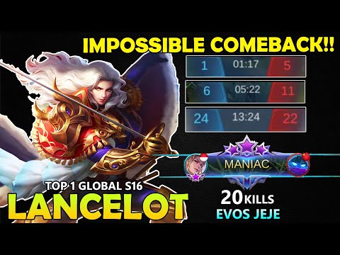 EPIC COMEBACK!!LANCELOT  BEST BUILD 2020 - TOP 1 GLOBAL S16 LANCELOT GAMEPLAY EVOS JEJE 2020