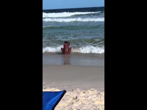 Having a good time at the beach.