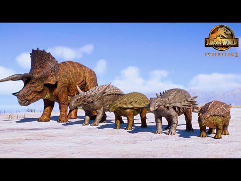 Dinosaur Race #16 - Crichtonsaurus vs Nodosaurus vs Triceratops vs Polacanthus vs Sauropelta