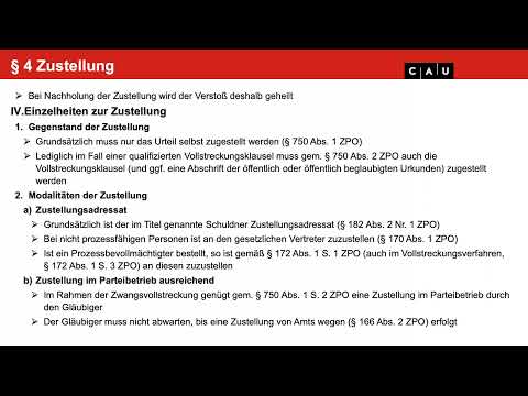 Zwangsvollstreckungsrecht – Folge 04 (Zustellung, Erinnerung nach § 766, Vollstreckungshindernisse)