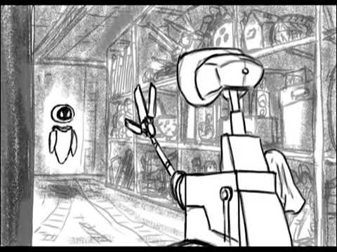 W.a.l.-e (Early Wall-e storyboard) W.a.l.-e/Wall-e shows Eve his home