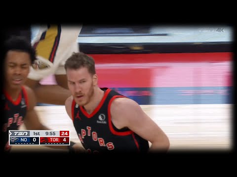Jakob Poeltl One Handed Slam Dunk - Raptors vs Pelicans | Feb 23, 2023