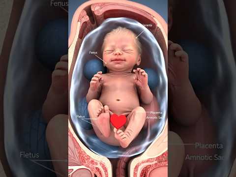 Realistic 3D Fetus Animation – 24 Weeks Baby Moving Inside Womb #pregnancy #fetalmovement #shorts