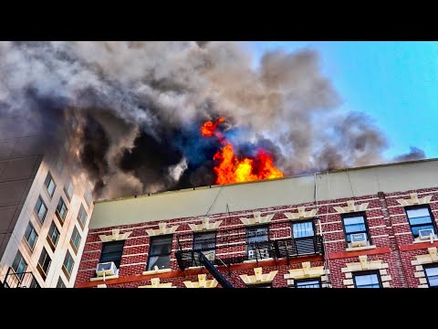 **EARLY ARRIVAL** Heavy Fire on the TOP FLOOR & ROOF! [Upper East Side-Manhattan 3rd Alarm Box 1233]