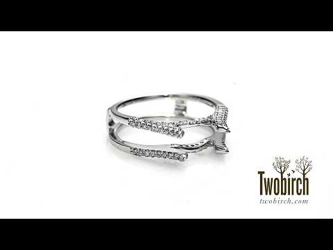 0.42 ct. Millgrained Cathedral Ring Guard - TwoBirch  TB-GUARD-0156-WG-G