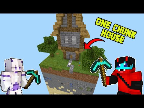 PepeSan TV - We Built an Epic House in Minecraft ONE CHUNK Challenge part 2!