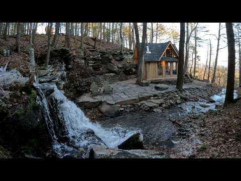 Waterfall cabin landscaping