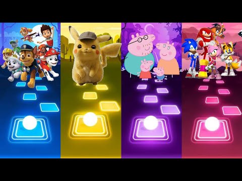 Paw Patrol Team VS Pikachu VS Peppa Pig Team VS Sonic Team - Tiles Hop Edm Rush!
