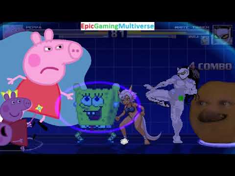 Peppa Pig Crew VS White Tiger And Annoying Orange And SpongeBob In A MUGEN Match / Battle
