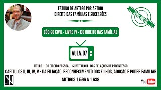 AULA 07 - DA FILIAÇÃO, RECONHECIMENTO DOS FILHOS, ADOÇÃO e DO PODER FAMILIAR