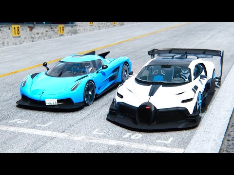 Bugatti Divo GTR Concept vs Koengisegg Jesko Absolut at Drag Race 20 KM