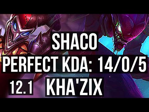 SHACO vs KHA (JNG) | 14/0/5, Legendary, Rank 8 Shaco, 1.2M mastery | NA Grandmaster | 12.1