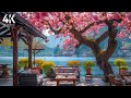 Dreamy Spring🌷Spring Morning Terrace by Lakeshore Ambience with Gentle Birdsong| Dreamy Ambience 4K