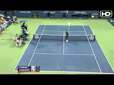 Djokovic vs Lorenzi - Us Open 2012 Highlights Set 2 [HD]