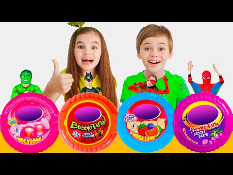 Making bubble Super Hero Hubba Bubba | Collection Story for Kids | Nick and Poli