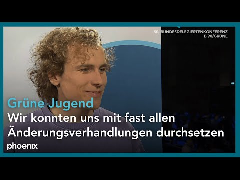 Grünen-Parteitag: Bundessprecher Grüne Jugend Jakob Blase bei phoenix