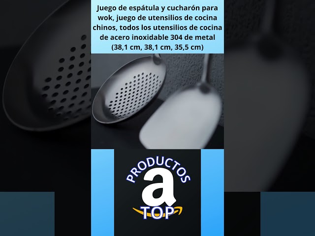 Vídeo relacionado con ReaNea Juego de utensilios de cocina de acero inoxidable de 4 piezas que incluye juego de espátula de metal, espumadera de cocina, cucharón de sopa esenciales para el nuevo hogar debe tener