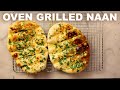 Garlic naan grilled on oven grates