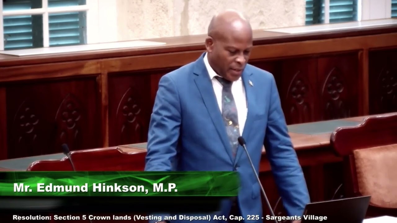 Hon. Edmund Hinkson M. P. at The Honourable House of Assembly