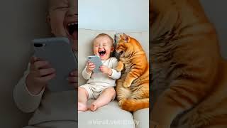 Download lagu bayi dan kucing lucu tertawa❗ #fouryoupage #baby #cutes #laugh mp3