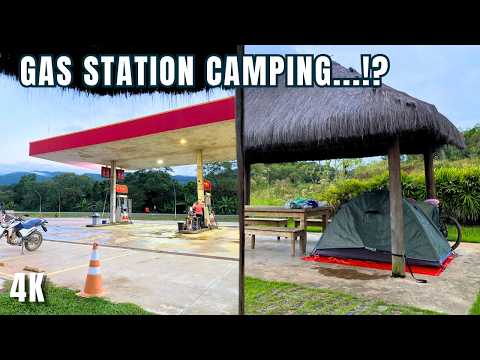 My first time camping at a gas station | Itariri in Brazil [4K]